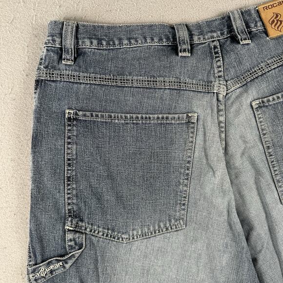 Rocawear Carpenter‎ Shorts Mens 36 Blue Denim Baggy Y2K Streetwear Hip Hop - Picture 15 of 16